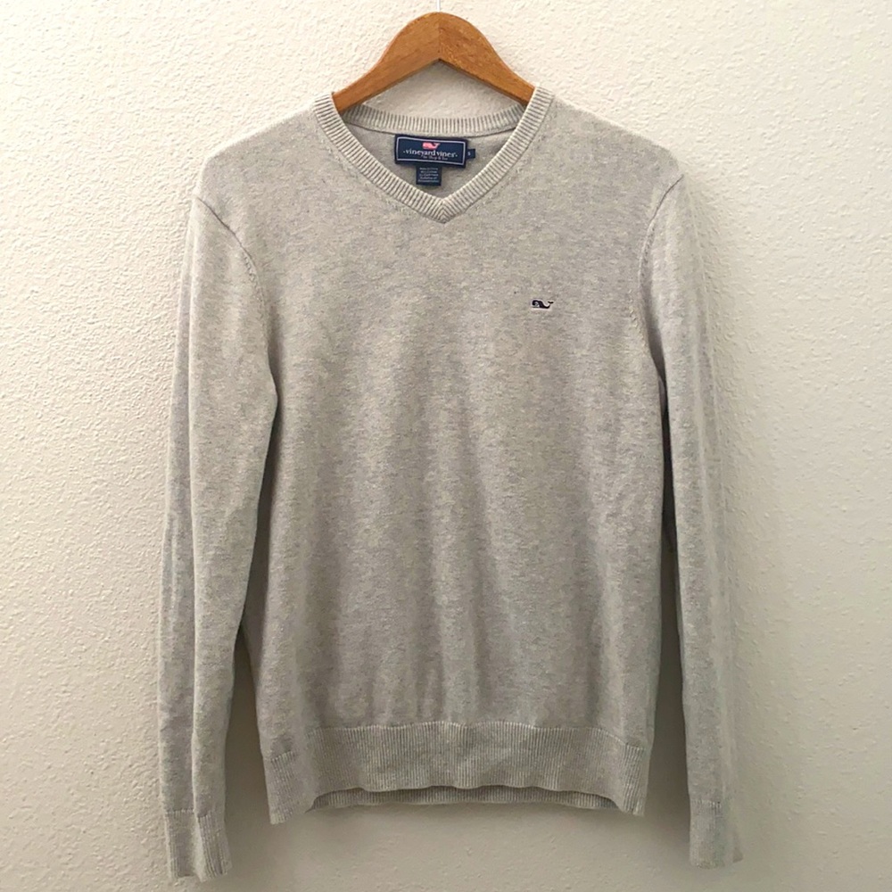 Vineyard Vines gray pullover V neck sweater cotton cashmere size Small